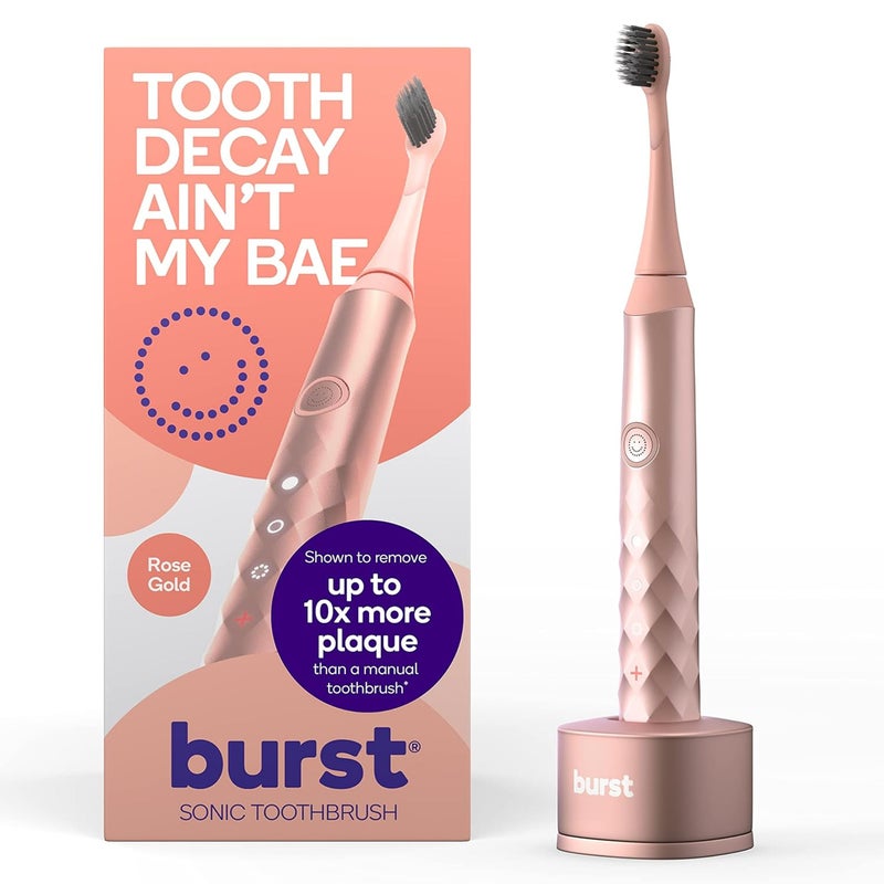 Burst Original Sonic Electric Toothbrush for Adults Rose Gold Soft Bristle Clean Deep Stain Plaque Removal 3 Modes Teeth Whitening Sensitive Massage